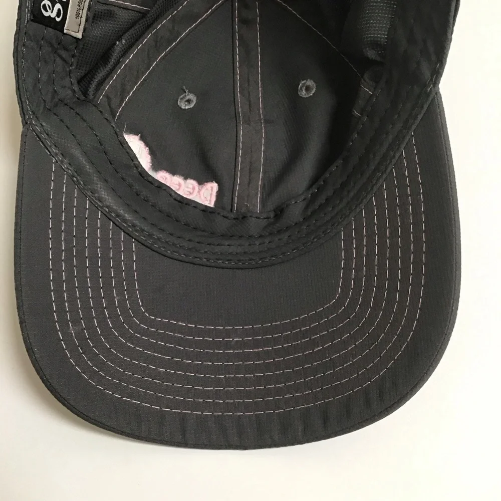 Deer Valley Ski Resort Hat Gear Cap Gray Pink Contrast Stitch Adjusts Vintage